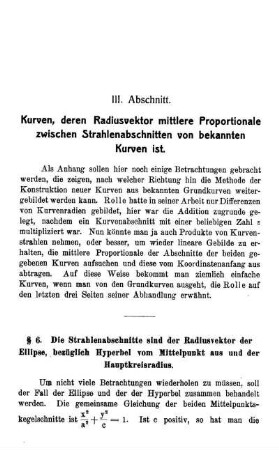 3. Abschnitt - Kurven, deren Radiusvektor mittlere Proportionale zwischen Strahlenschnitten von bekannten Kurven ist.