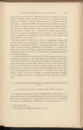 II. - Étude chronologique des monuments musulmans de l'Inde