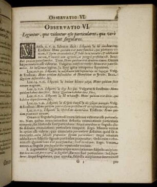 Observatio VI. Leguntur, quæ videntur eße particulares, quæ vero sunt singulares.