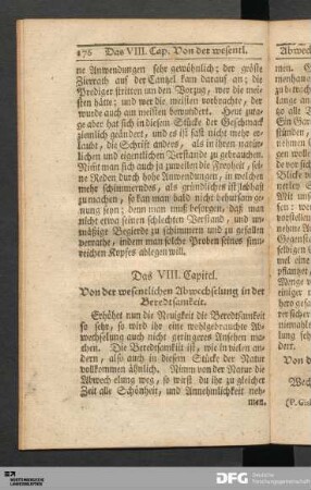 Das VIII. Capitel. Von der wesentlichen Abwechselung in der Beredtsamkeit.