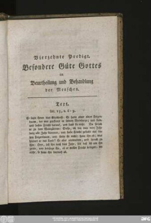 Vierzehnte Predigt. Besondere Güte Gottes in Beurtheilung und Behandlung der Menschen.