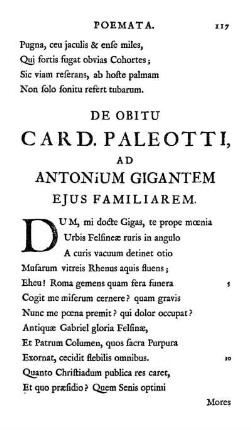 De Obitu Card. Paleotti Ad Antonium Gigantem Ejus Familiarem.