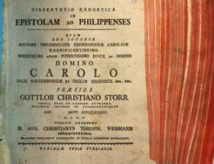 Diss. exeg. in Epistolam ad Philippensis