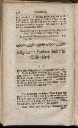 Allgemeine Landwirthschafts-Wissenschaft.