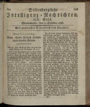 XLII. Stück. Sonnabends: den 15. October 1796.