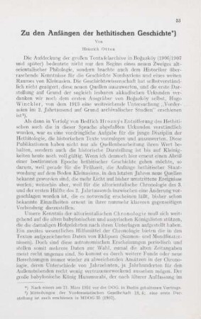 Zu den Anfängen der hethitischen Geschichte