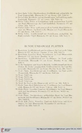 Runde und ovale Platten (Nr. 67-85)