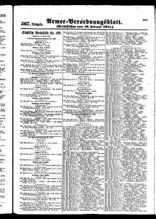 367.Ausgabe. Dienstag, 16. Februar 1915