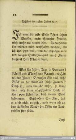 Tribsees den 25sten Julius 1747
