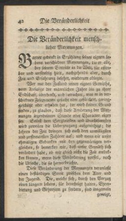 Die Veränderlichkeit menschlicher Meynungen