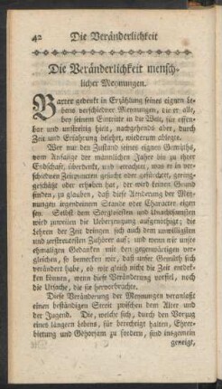 Die Veränderlichkeit menschlicher Meynungen