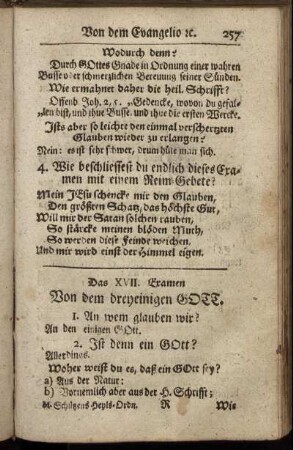 Das XVII. Examen. Von dem dreyeinigen GOTT