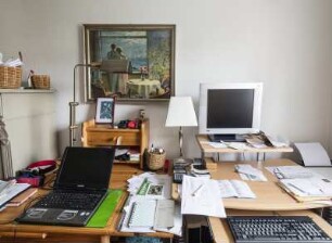 Arbeitsplatz von Róža Domašcyna (*1951) in ihrem Haus in Bautzen; sorbisch-deutsche Lyrikerin, Schriftstellerin und Übersetzerin