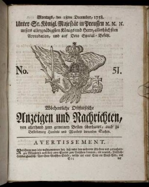 No. 51. Montags, den 18ten December, 1758.