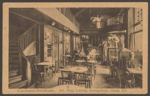 Ansichtskarte Konditorei und Hotel "Koppe", Gastraum, Königgrätzer Straße 117