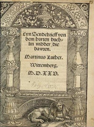 Eyn Sendebrieff von dem harten buchlin widder die bawren