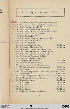 Dienstag, vormittags 10 Uhr (Nr. 1 - 158)