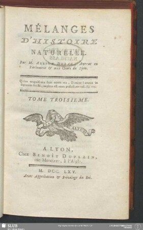 3: Mélanges D'Histoire Naturelle
