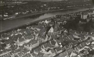 Pirna. Stadtzentrum. Luftbild-Schrägaufnahme von Südwest