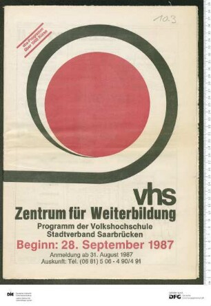 Programm 1. Semester 1987/1988
