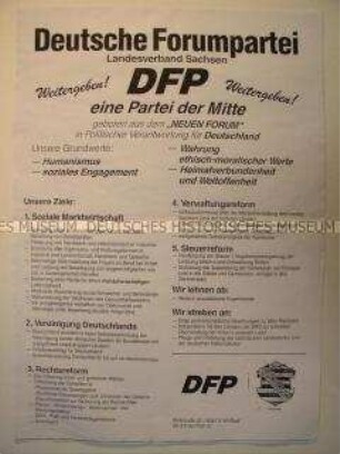 Sonderdruck der Deutschen Forumspartei mit den Zielen der Partei