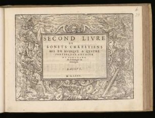 Antoine de Bertrand: Second livre de sonets chrestiens ... a quatre parties ... Bassus