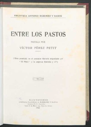 Entre los pastos : novela