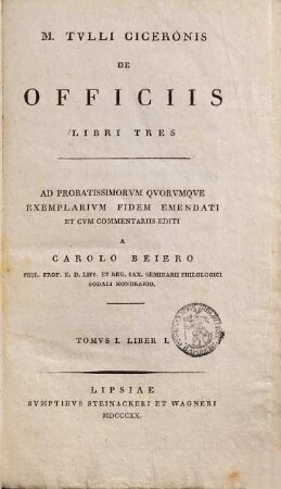 M. Tulli Ciceronis De officiis : libri tres, 1. Liber I