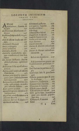 Locorum insignium index tomi secundi.