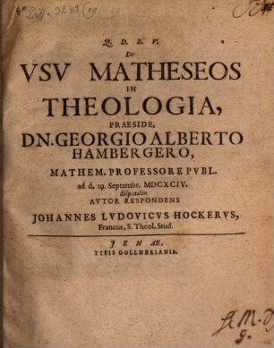De usu matheseos in theologia