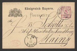 Brief an Ludwig Strecker  und B. Schott's Söhne : 24.04.1885