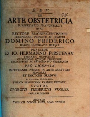 De arte obstetricia dissertatio inauguralis