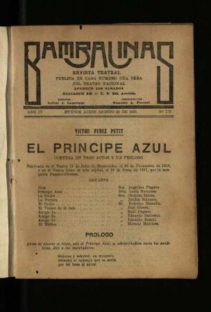 El principe azul : comedia en tres actos y un prólogo