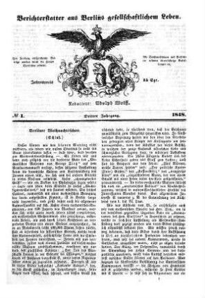 3.1848: Berichterstatter aus Berlins gesellschaftlichem Leben
