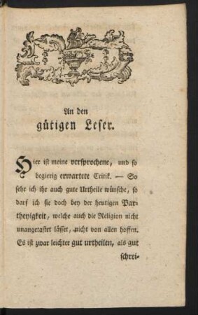 An den gütigen Leser