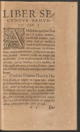 Liber Secundus Samuelis.