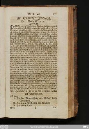 Am Sonntage Invocavit. Text Matth. IV, 1 - 11.