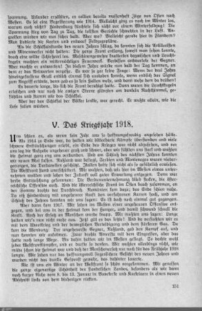 V. Das Kriegsjahr 1918.