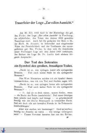 C. Trauerfeier der Loge "Zur edlen Aussicht"