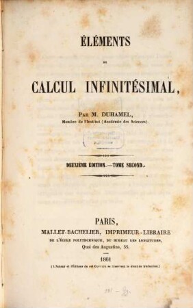 Éléments de calcul infinitésimal. 2