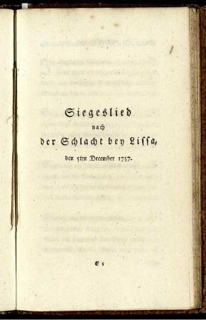 Siegeslied nach der Schlacht bey Lissa, den 5ten December 1757