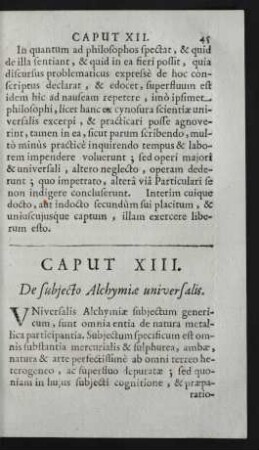 Caput XIII. De subiecto Alchymiae universalis