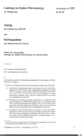 Anfrage der Grünen: Schutz der Ozonschicht