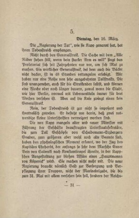 5. Dienstag, den 16. März