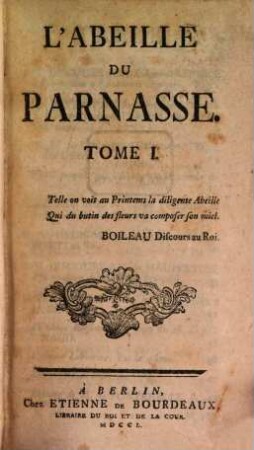 L' Abeille du Parnasse. 1750 = T. 1 - 2