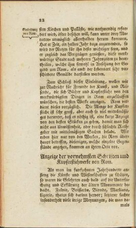 Anzeige der vornehmsten Schriften und Kupferstichwerke von Rom.