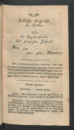 Nro. 19. den 4ten Martius