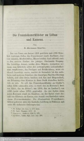 Die Franziskanerklöster zu Löbau und Kamenz