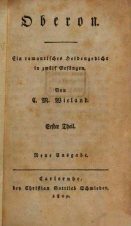 Oberon : Ein romantisches Heldengedicht in zwölf Gesängen, 1