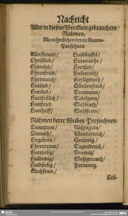 Nachricht Aller in diesem Wercklein gebrauchten Nahmen
